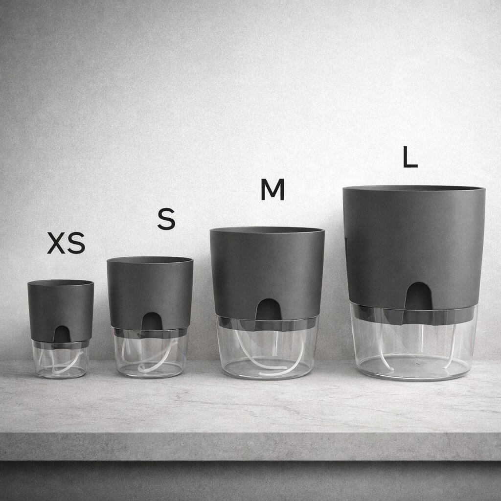 Vaso per fiori con irrigazione automatica Dochtara — Serbatoio d’acqua integrato, controllo uniforme dell’umidità