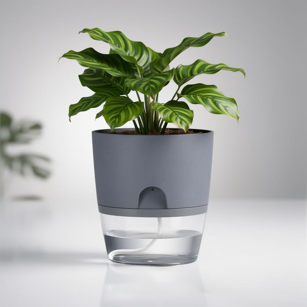 Vaso per fiori con irrigazione automatica Dochtara — Serbatoio d’acqua integrato, controllo uniforme dell’umidità