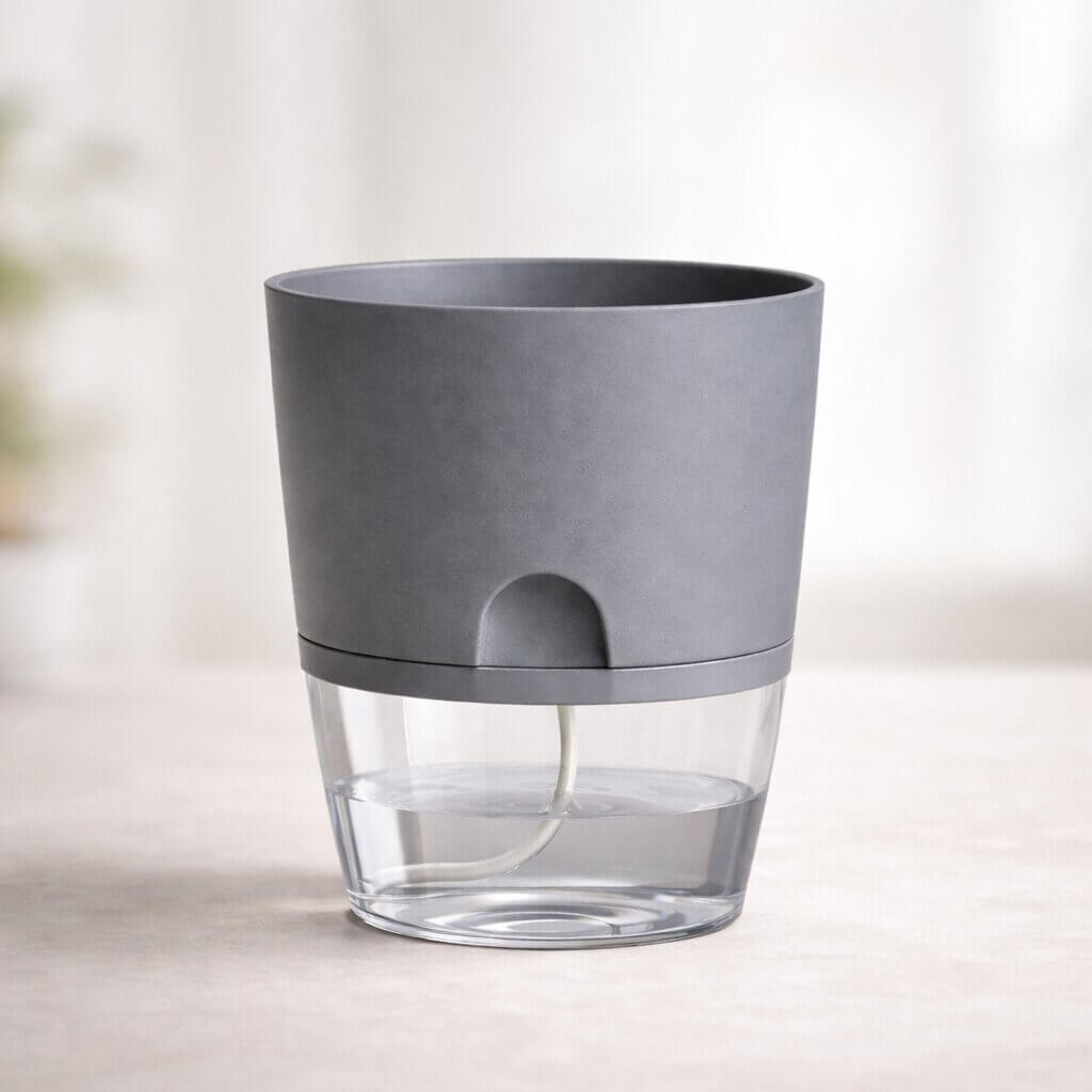 Vaso per fiori con irrigazione automatica Dochtara — Serbatoio d’acqua integrato, controllo uniforme dell’umidità