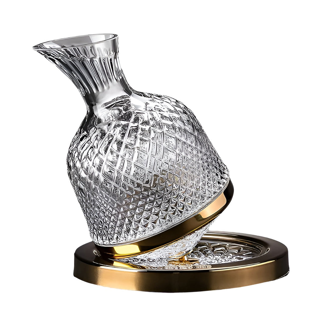 Crystal Wine Decanter 1500ml With 360 Degree Rotating Base Transparent Glass