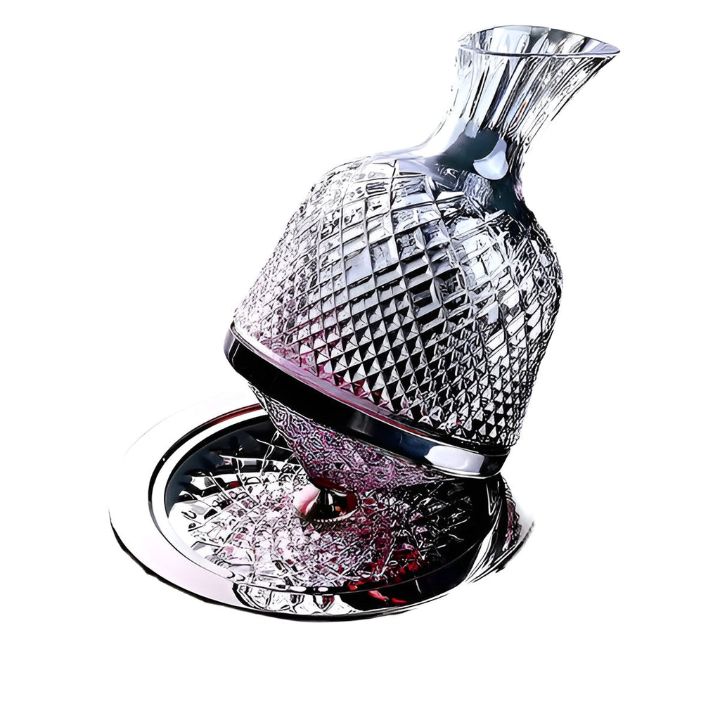 Crystal Wine Decanter 1500ml With 360 Degree Rotating Base Transparent Glass