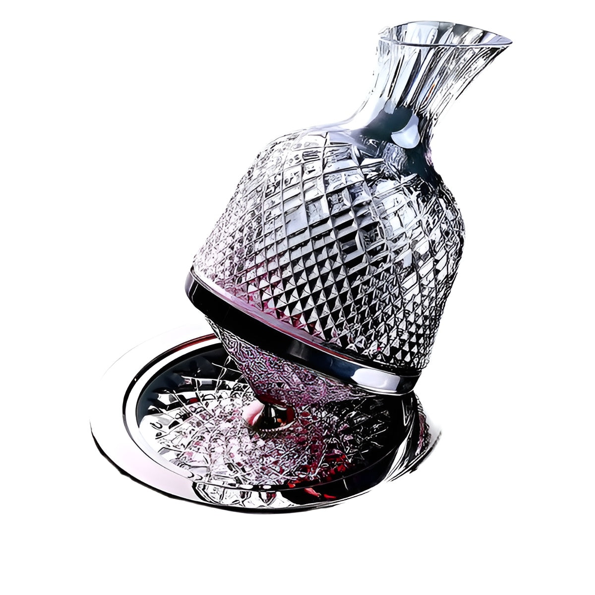 Crystal Wine Decanter 1500ml With 360 Degree Rotating Base Transparent Glass
