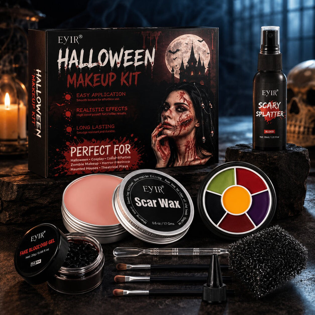 SFX Halloween-Schminkset — Narbenwachs, Kunstblut-Spray, Schorfblutpaste für Wunden und Narben