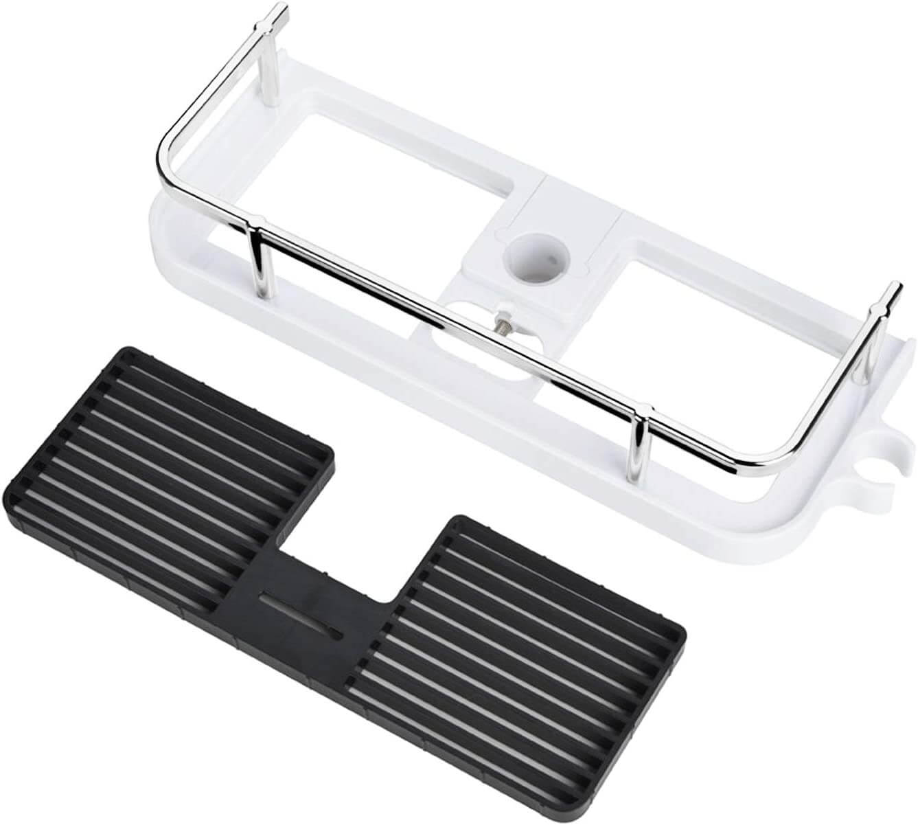 No-Drill Shower Rod Organizer With Hooks For Fast Drainage
