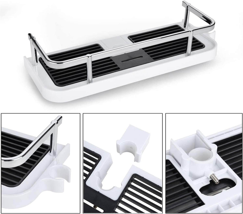No-Drill Shower Rod Organizer With Hooks For Fast Drainage