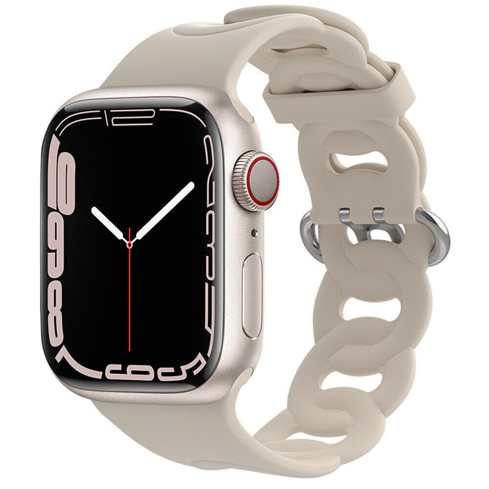 Beige siliconen schakelbandje voor Apple Watch