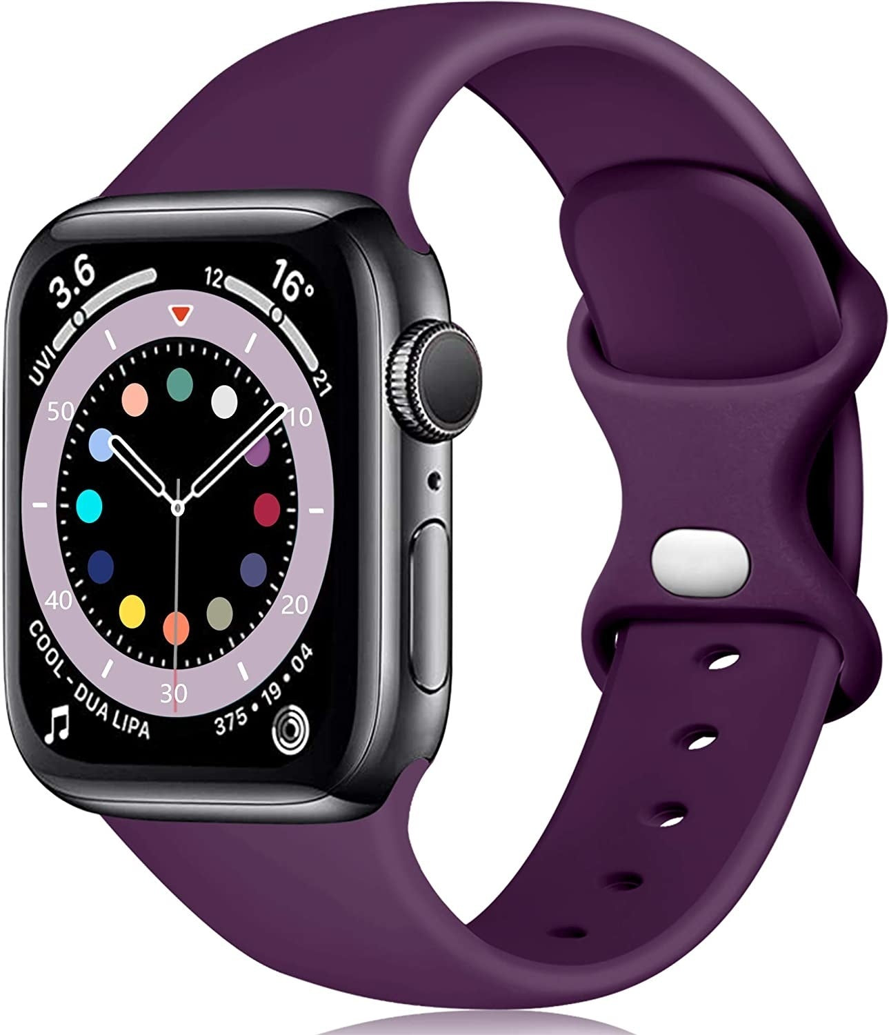 Klasický silikonový řemínek pro Apple Watch — tmavě fialové zapínání s dvojitou smyčkou