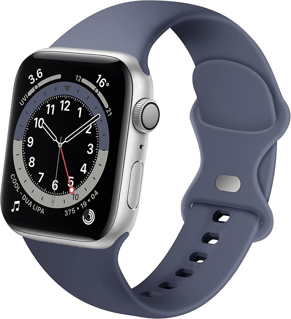 Klasický silikonový řemínek pro Apple Watch — šedomodrý, zapínání s dvojitou smyčkou
