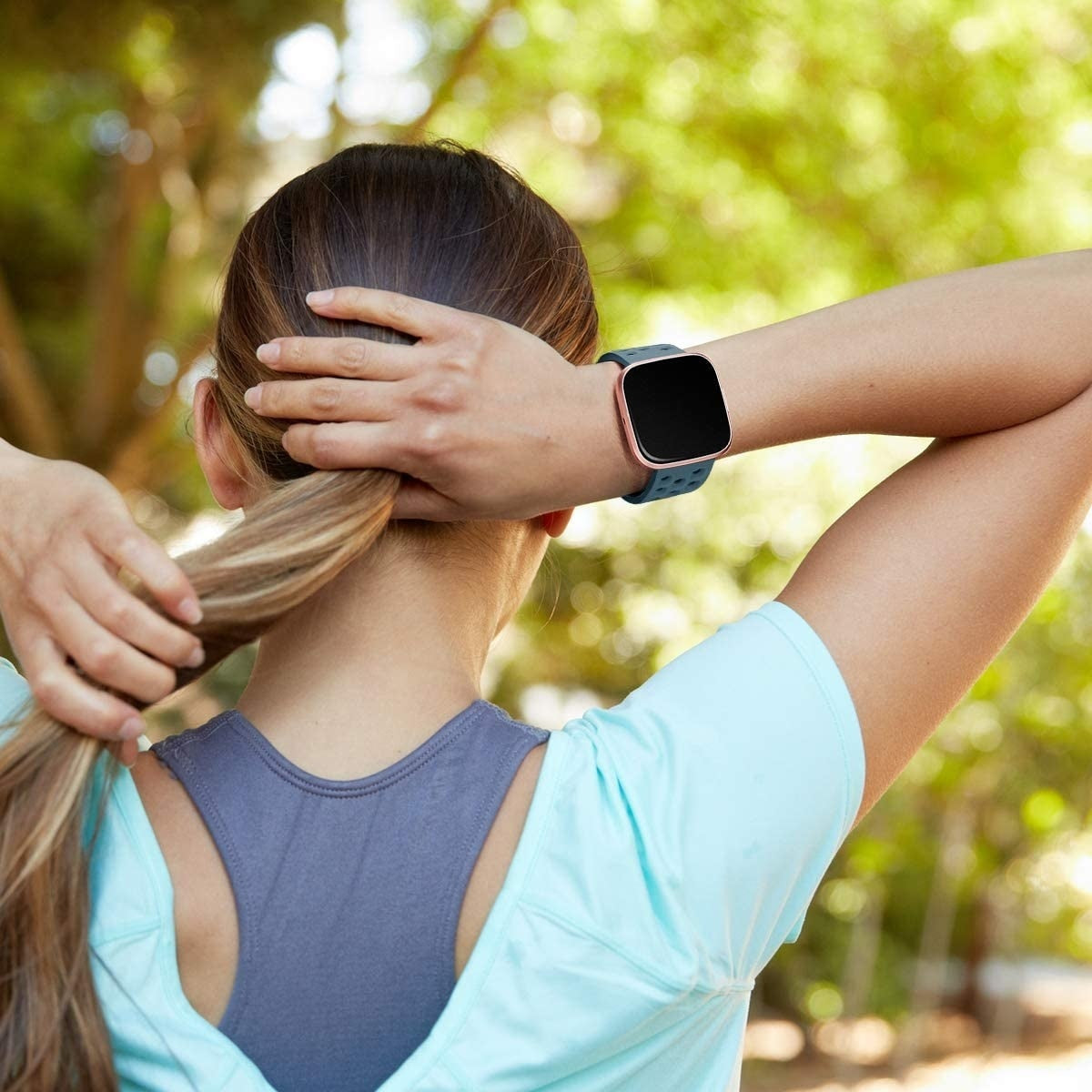Correa transpirable gris azulado para Fitbit Versa y Versa 2