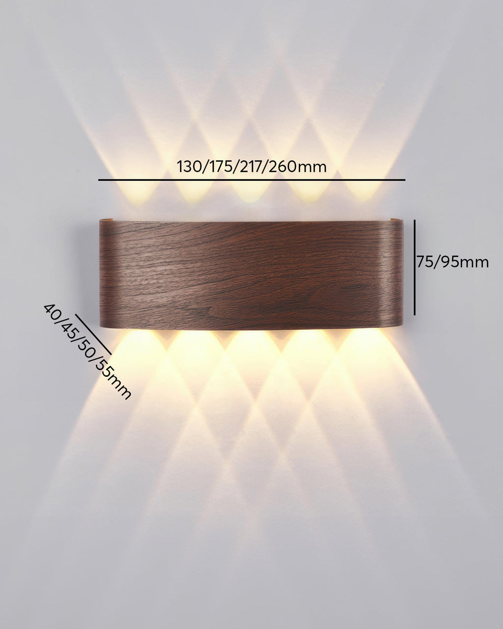 Wood Grain LED Wall Light 10W Warm White 3000K Indoor Outdoor IP65