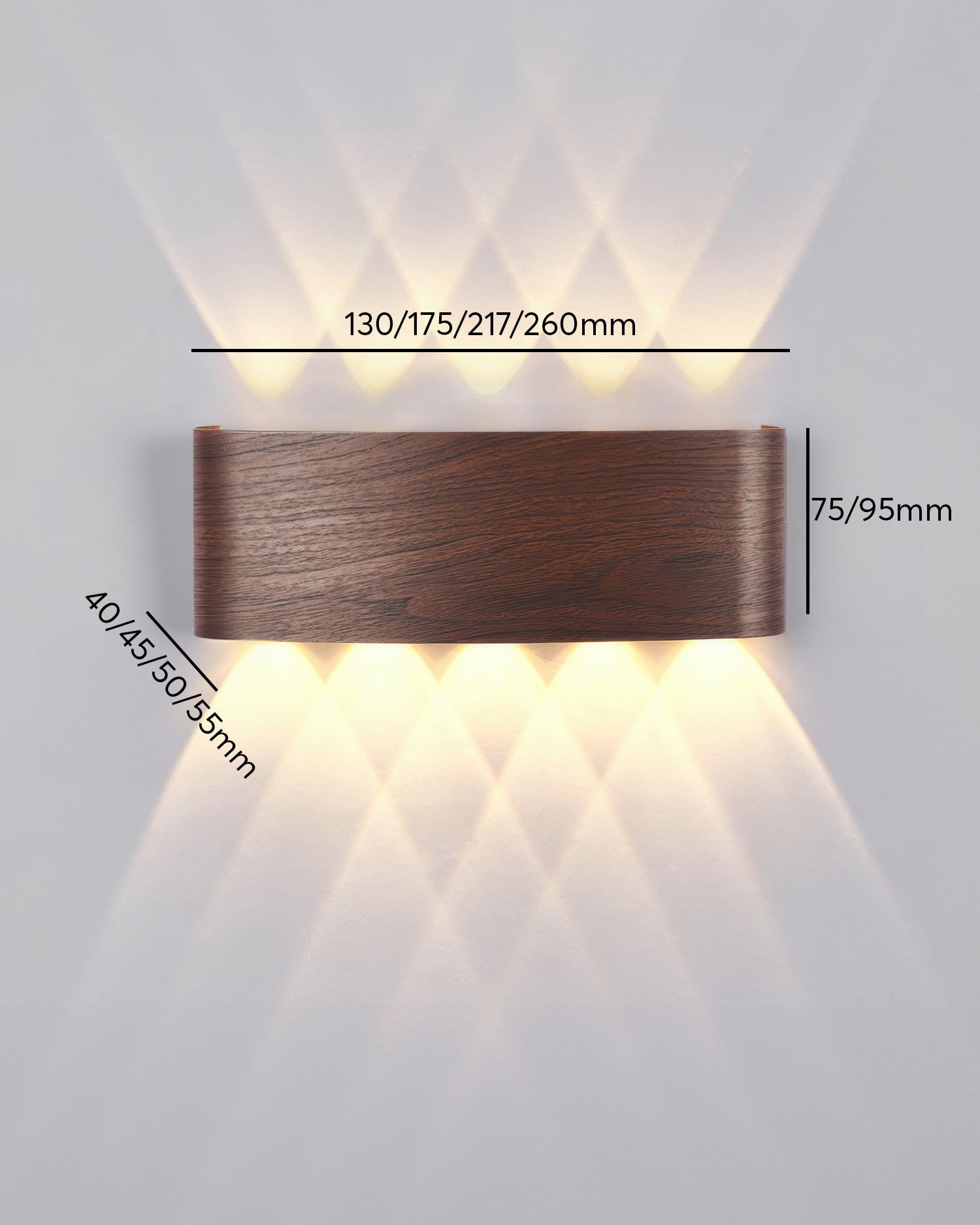 Wood Grain LED Wall Light 10W Warm White 3000K Indoor Outdoor IP65