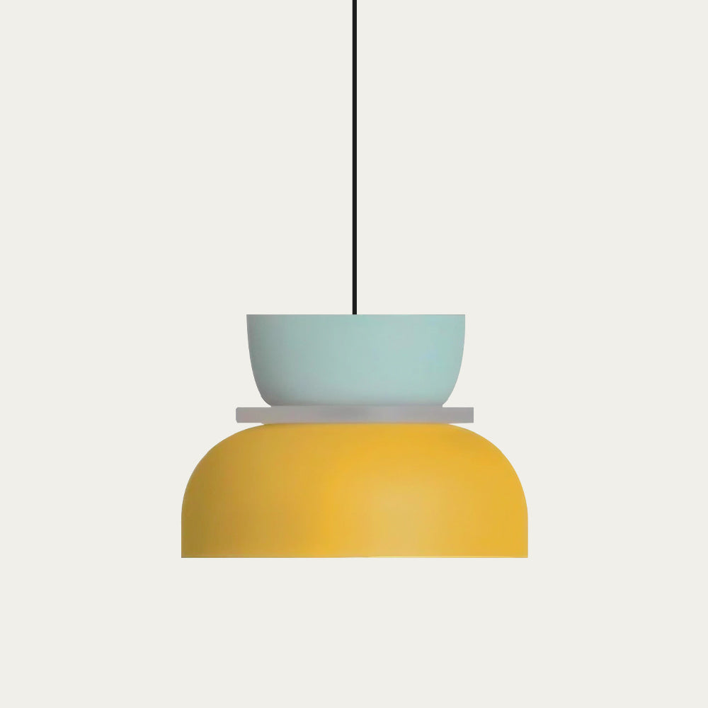 Nordic Pendant Light With Color Block Accent And Shade In Acrylic Bowl For Kitchen Or Dining Area
