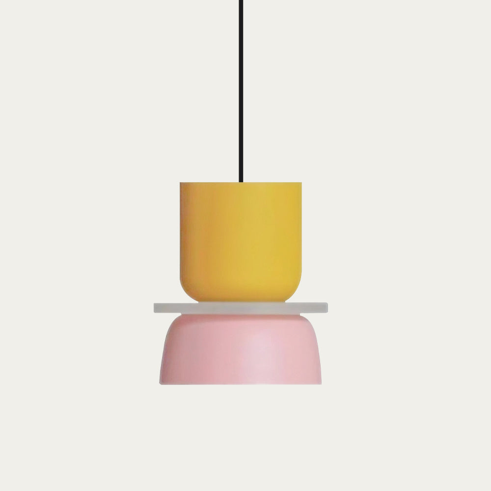 Nordic Pendant Light With Color Block Accent And Shade In Acrylic Bowl For Kitchen Or Dining Area