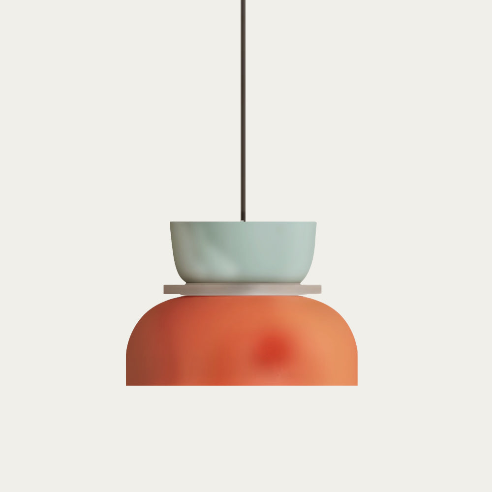 Nordic Pendant Light With Color Block Accent And Shade In Acrylic Bowl For Kitchen Or Dining Area
