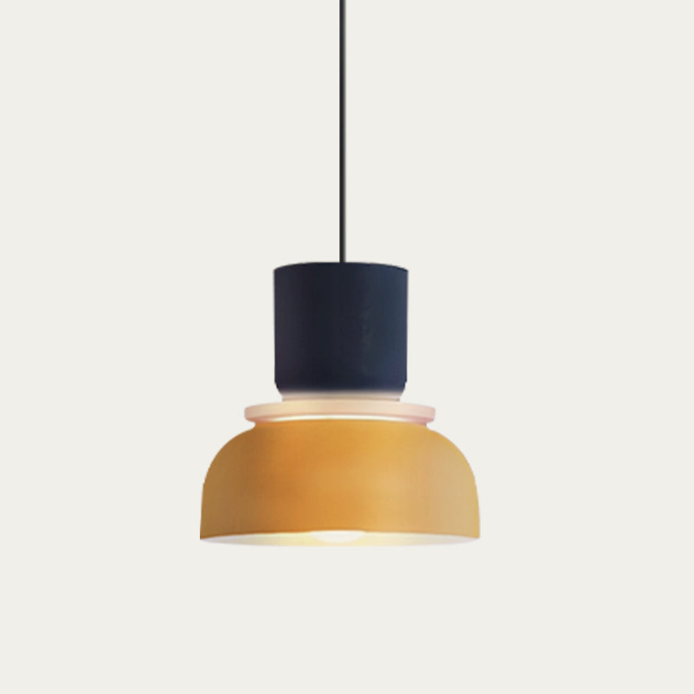 Nordic Pendant Light With Color Block Accent And Shade In Acrylic Bowl For Kitchen Or Dining Area