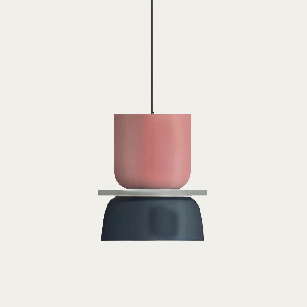Nordic Pendant Light With Color Block Accent And Shade In Acrylic Bowl For Kitchen Or Dining Area