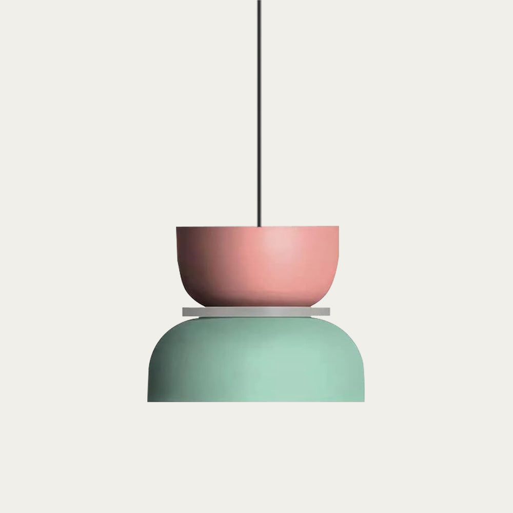 Nordic Pendant Light With Color Block Accent And Shade In Acrylic Bowl For Kitchen Or Dining Area