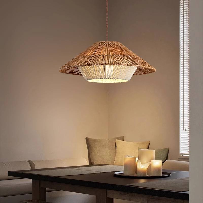 Kairo Weave Pendant Light Handwoven Wicker Fixture For Japanese Inspired Boho Dining Spaces