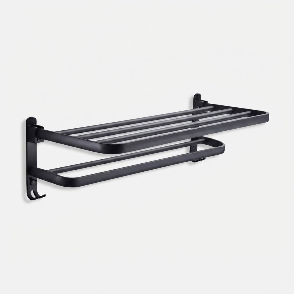 Suport pentru prosoape din aluminiu cu cârlig — uscător cu două bare