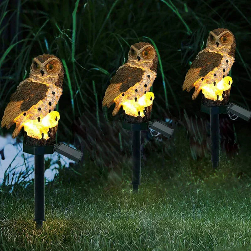 Owl Solar Garden Light 45cm Tall Weatherproof Outdoor Decor