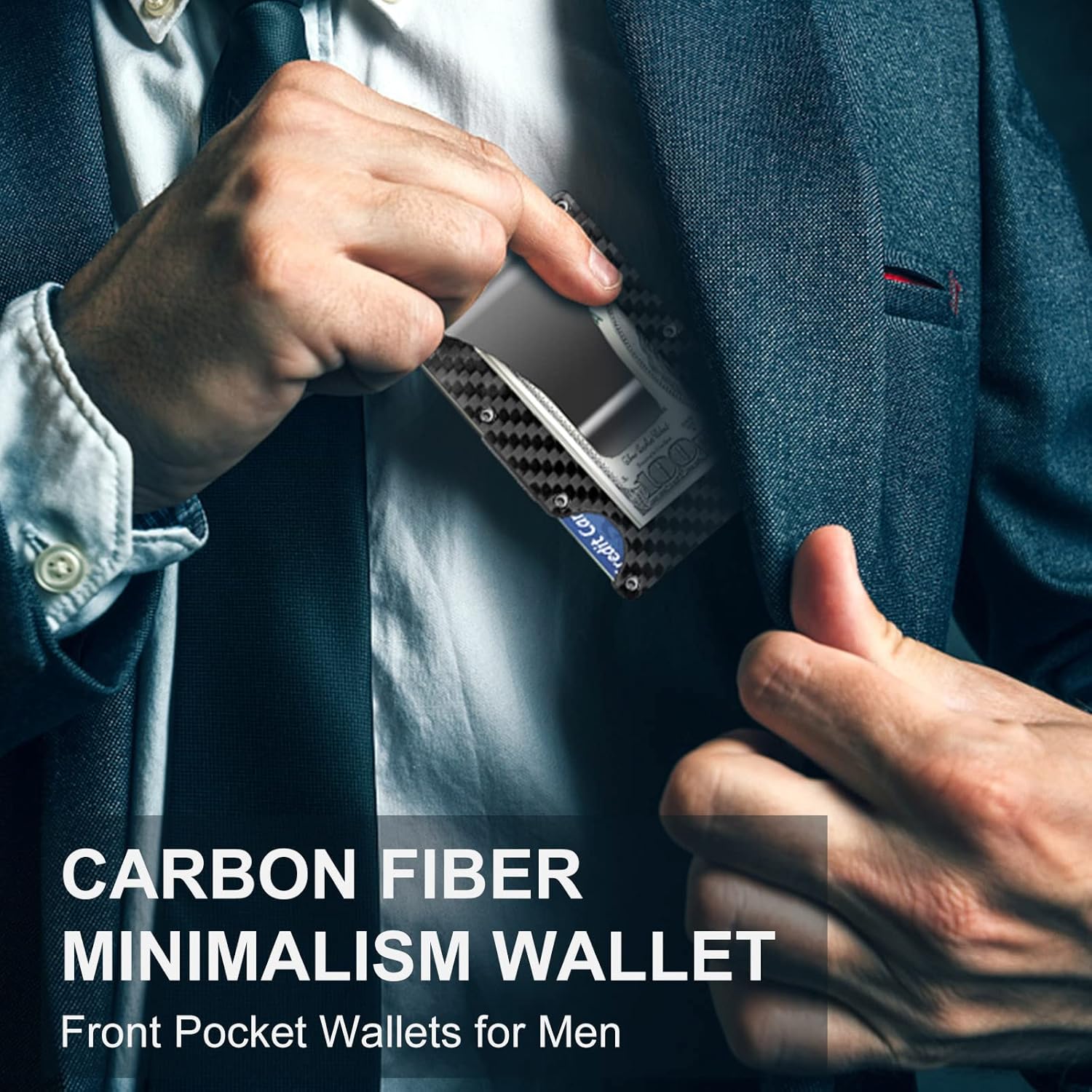 Slim RFID-Blocking Wallet made of Carbon Fibre with Money Clip - CarbonVault | Ka-mostore