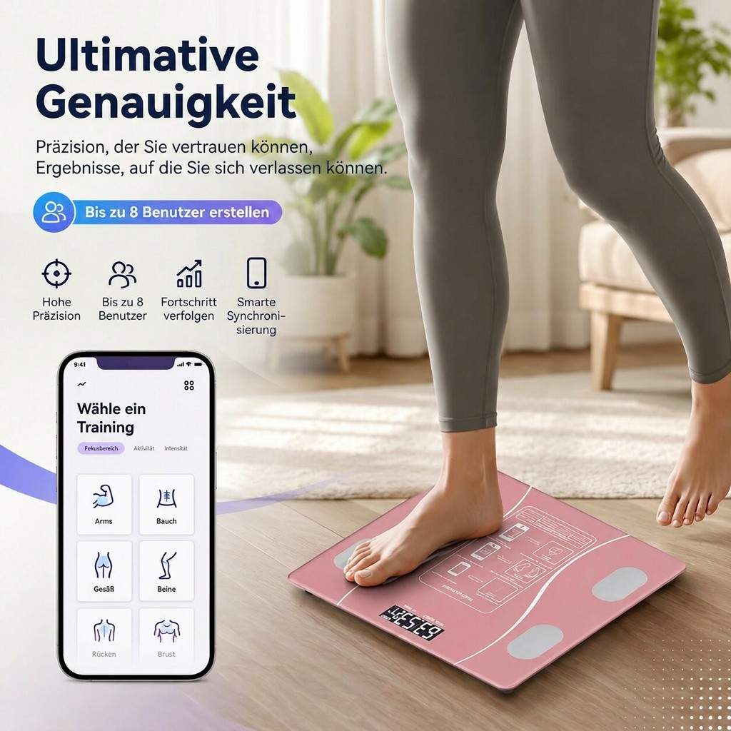 KörperSynode Inteligentna waga Bluetooth do analizy składu ciała — pomiar masy ciała i tkanki tłuszczowej