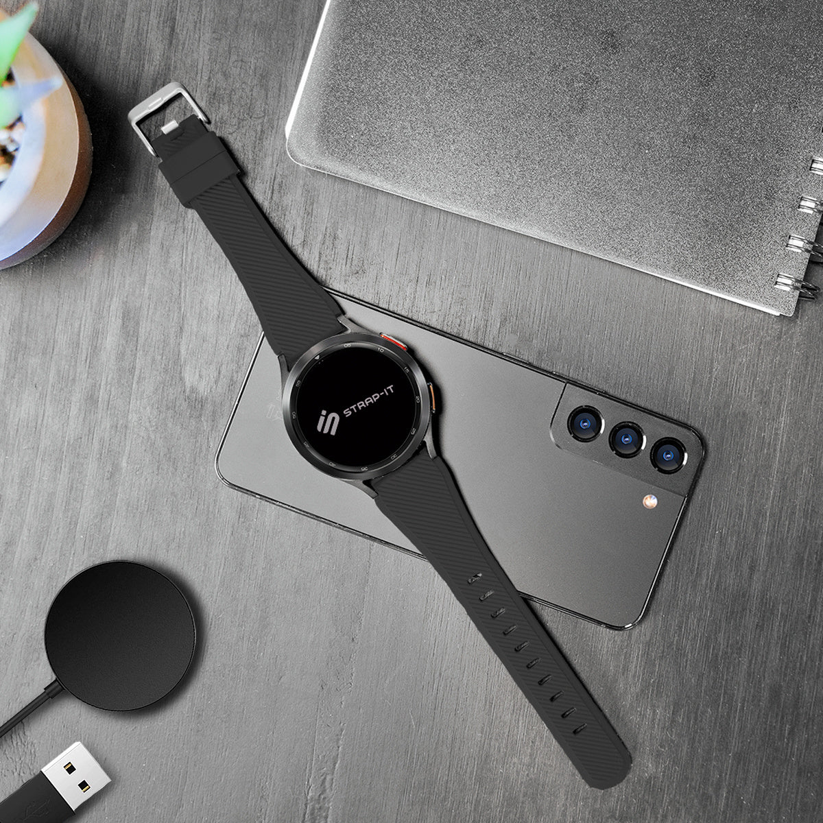 Schwarzes Silikonarmband für die Huawei Watch GT 2 – Metallschnalle