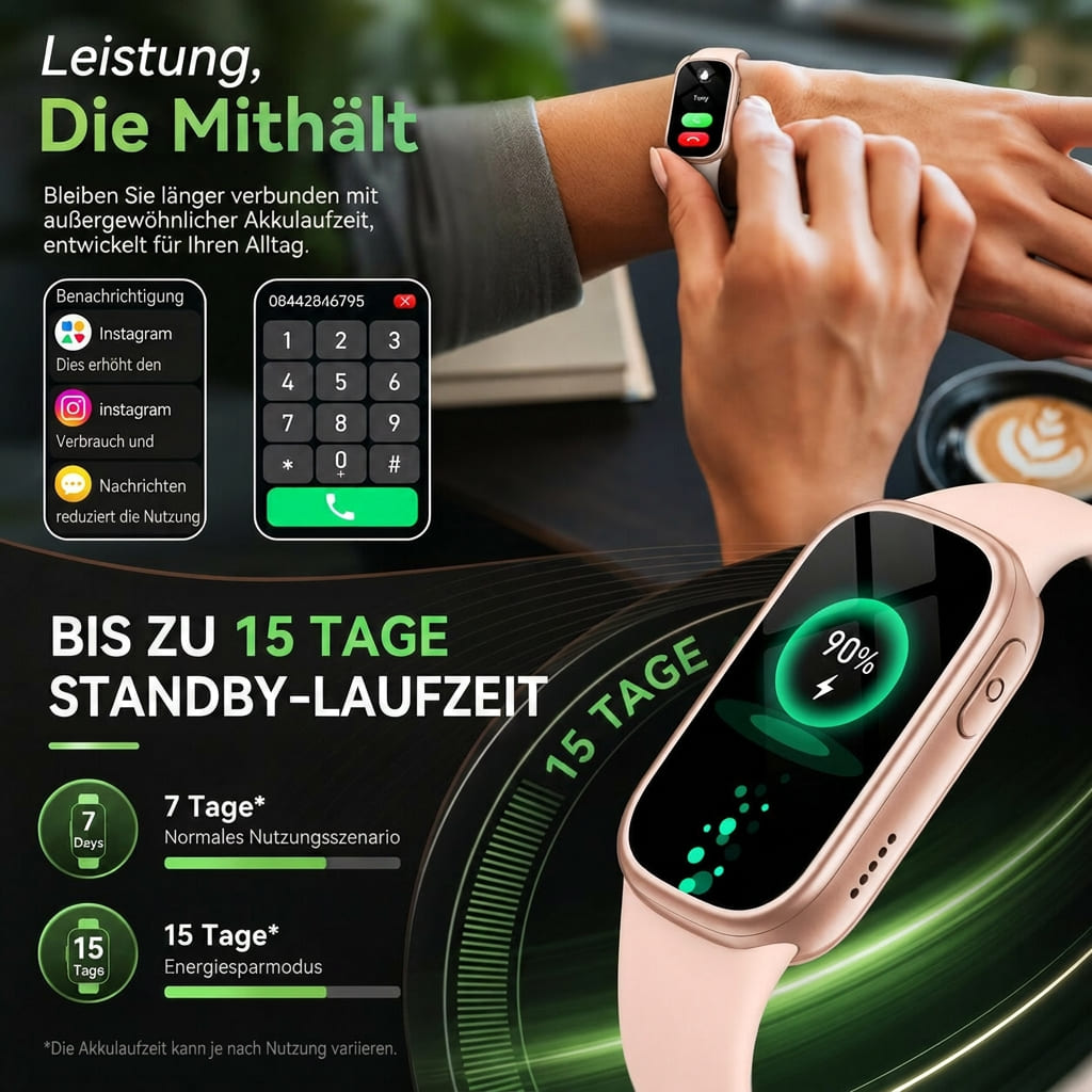 Smartwatch Armbandia con funzione telefono — Chiamate, monitoraggio dell’attività fisica, protezione IP68