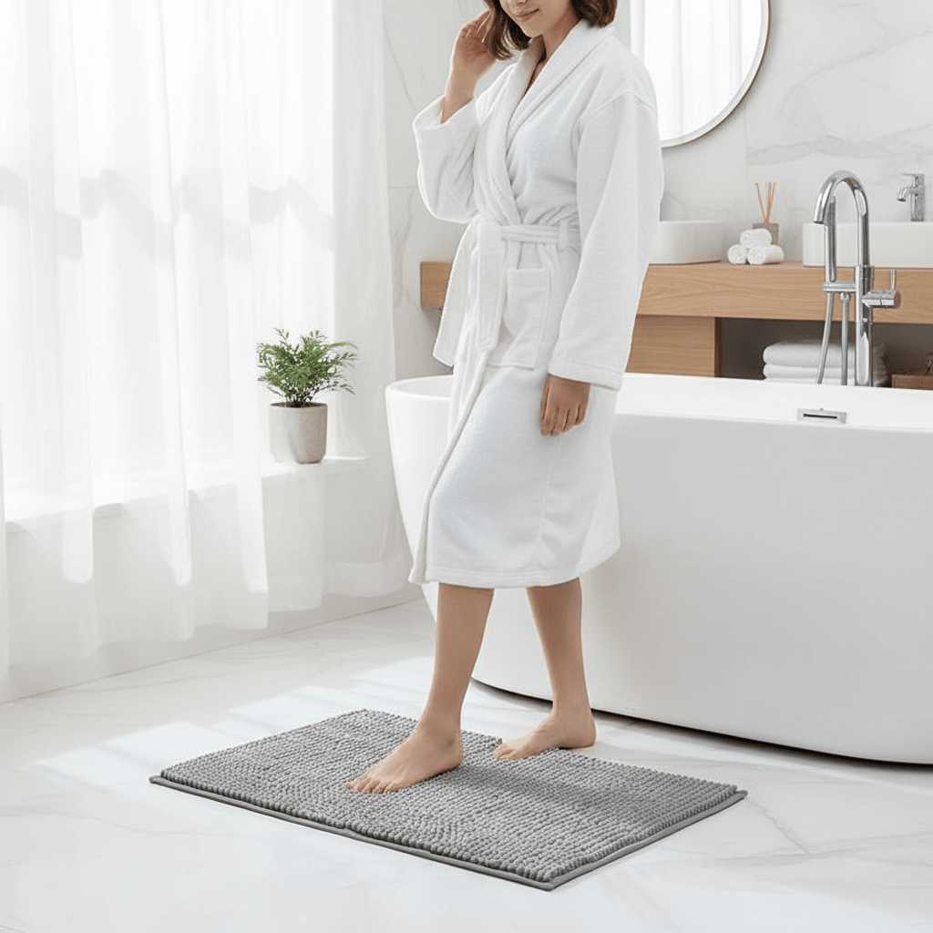 SOFTDRY COMFORT – Chenille Bath Mat with Non-Slip Backing | Ka-mostore