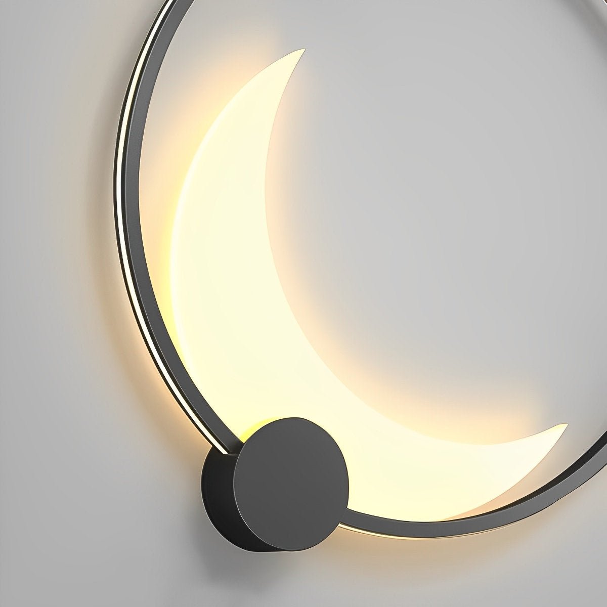 Solar Crescent Moon Outdoor Wall Light In Black Stainless Steel IP65 Garden Lamp