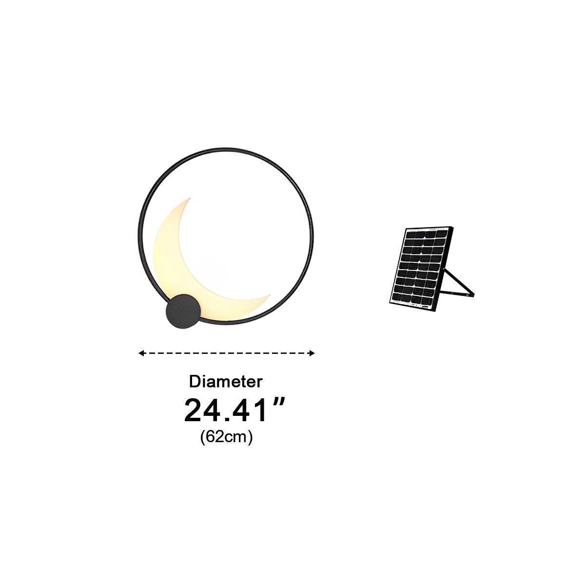 Solar Crescent Moon Outdoor Wall Light In Black Stainless Steel IP65 Garden Lamp