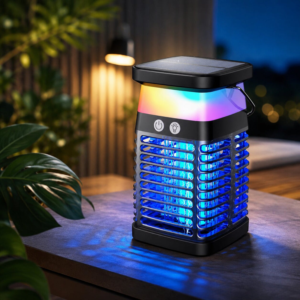 Solární lampa proti komárům Nachtfanal — noční maják a hubič hmyzu