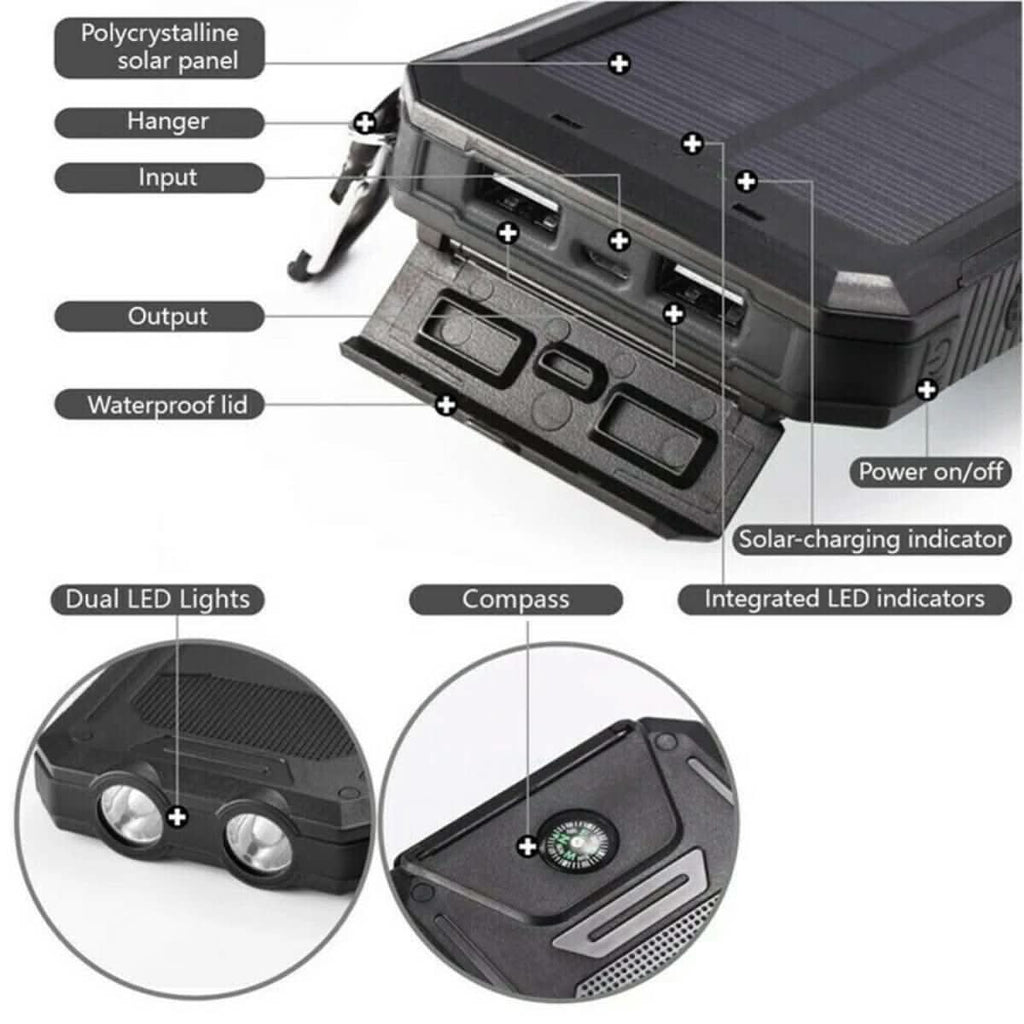 SOLARFORCE Power Bank – Waterproof Solar Power Bank with 20000mAh for Outdoor Adventures | Ka-mostore