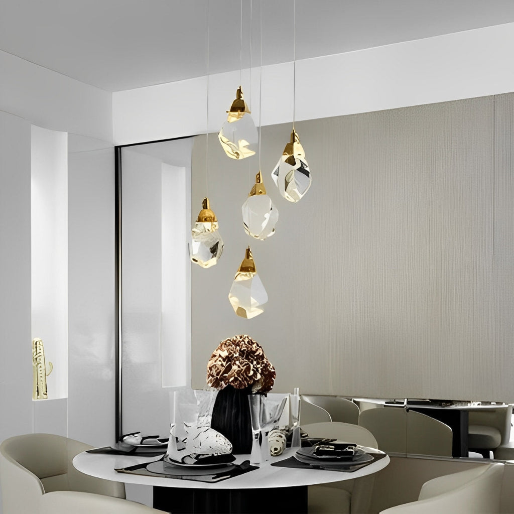 NyraLace Pendant Chandelier With Crystal Spiral Droplets For Staircases And Hallways
