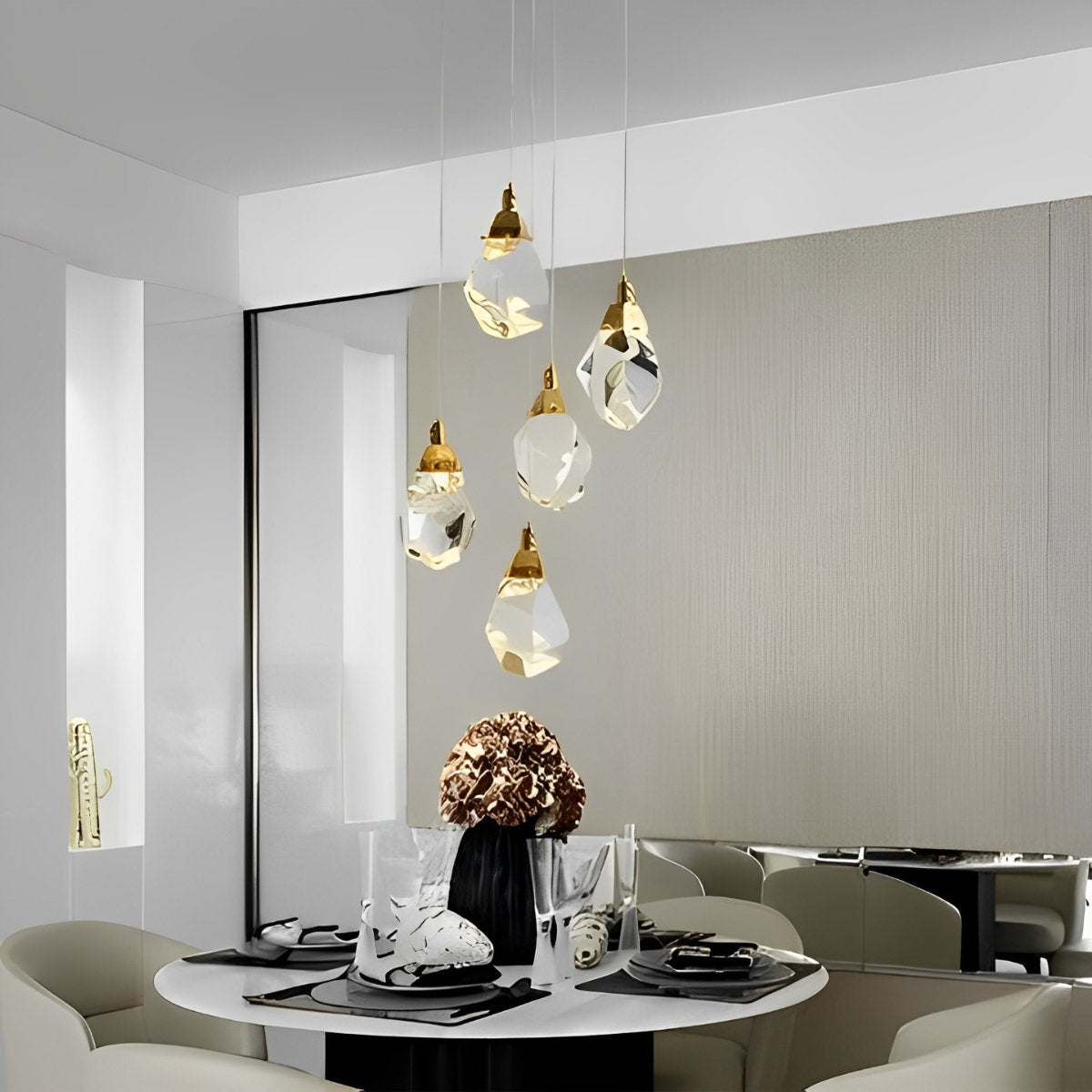 NyraLace Pendant Chandelier With Crystal Spiral Droplets For Staircases And Hallways