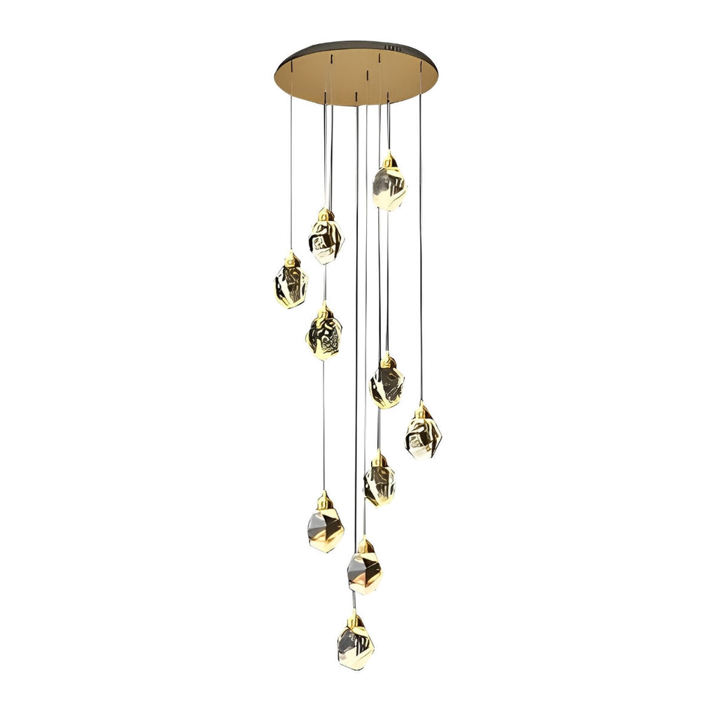 NyraLace Pendant Chandelier With Crystal Spiral Droplets For Staircases And Hallways