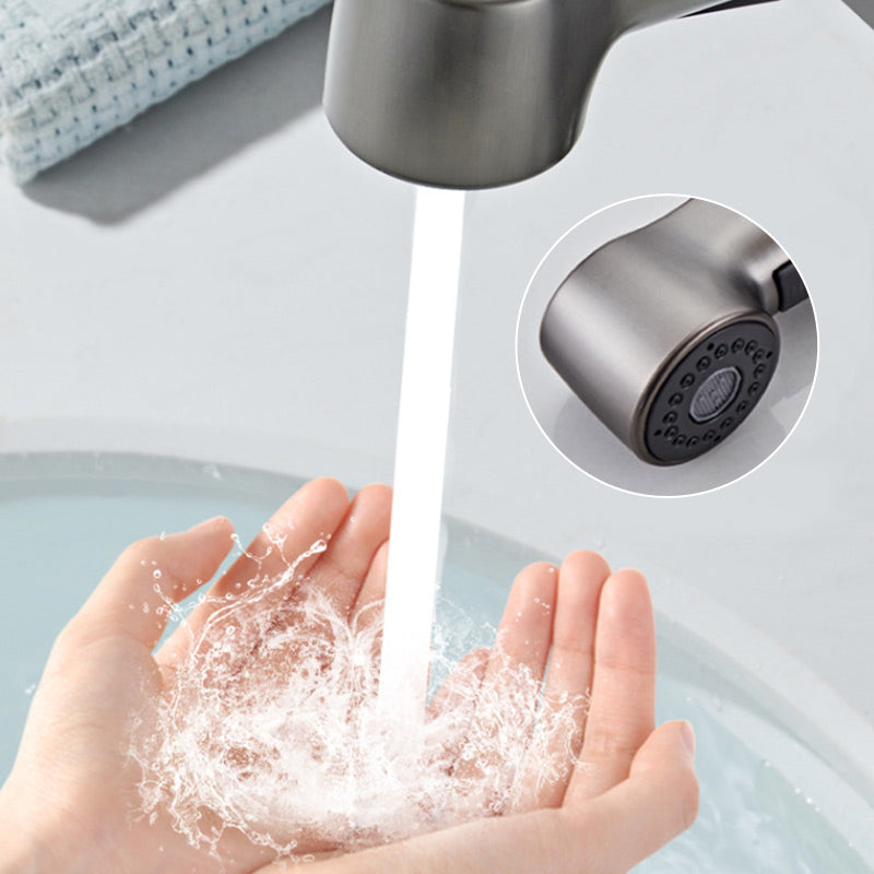 360-Degree Rotatable Basin Faucet With Pull-Out Sprayer Chrome Black