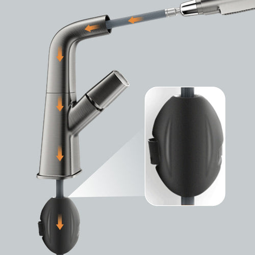 360-Degree Rotatable Basin Faucet With Pull-Out Sprayer Chrome Black