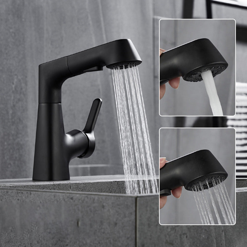 360-Degree Rotatable Basin Faucet With Pull-Out Sprayer Chrome Black