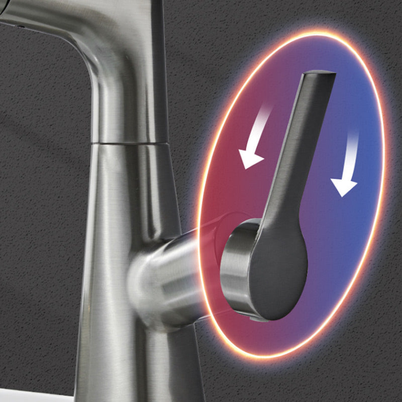 360-Degree Rotatable Basin Faucet With Pull-Out Sprayer Chrome Black