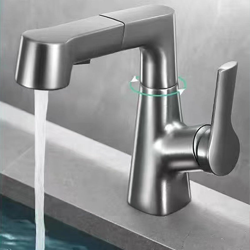360-Degree Rotatable Basin Faucet With Pull-Out Sprayer Chrome Black
