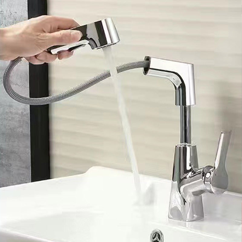 360-Degree Rotatable Basin Faucet With Pull-Out Sprayer Chrome Black