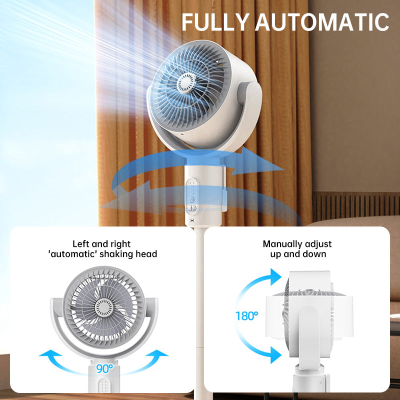 USB Pedestal Fan With Height Adjustment, Remote, Five Speeds, Oscillation, Quiet 36dB