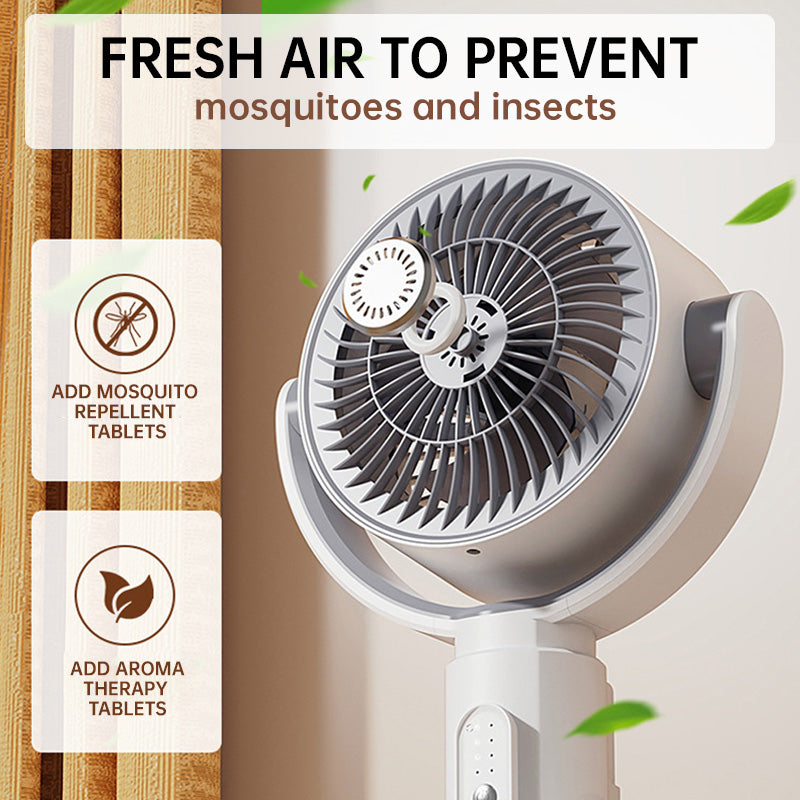 USB Pedestal Fan With Height Adjustment, Remote, Five Speeds, Oscillation, Quiet 36dB