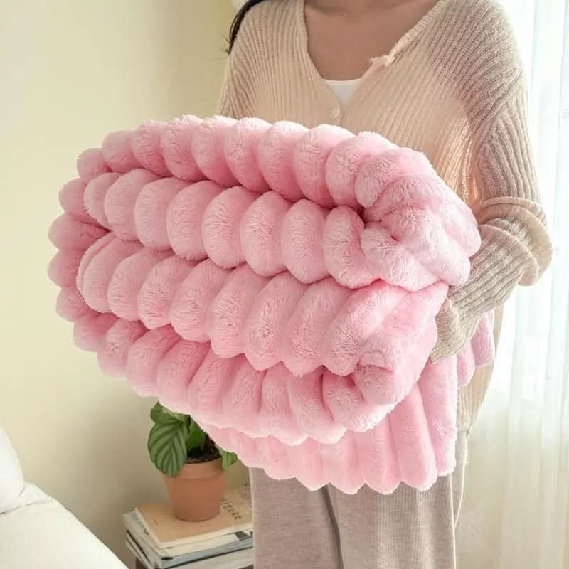 CLOUDHARE Plüschdecke aus Kaninchen-Milchvelours – Passendes Set aus Decke und 2 Kissenbezügen