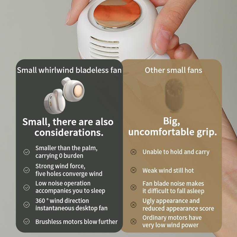 Bezlopatkový klipsový ventilátor - otočná hlava v rozsahu 360°, napájení z baterie
