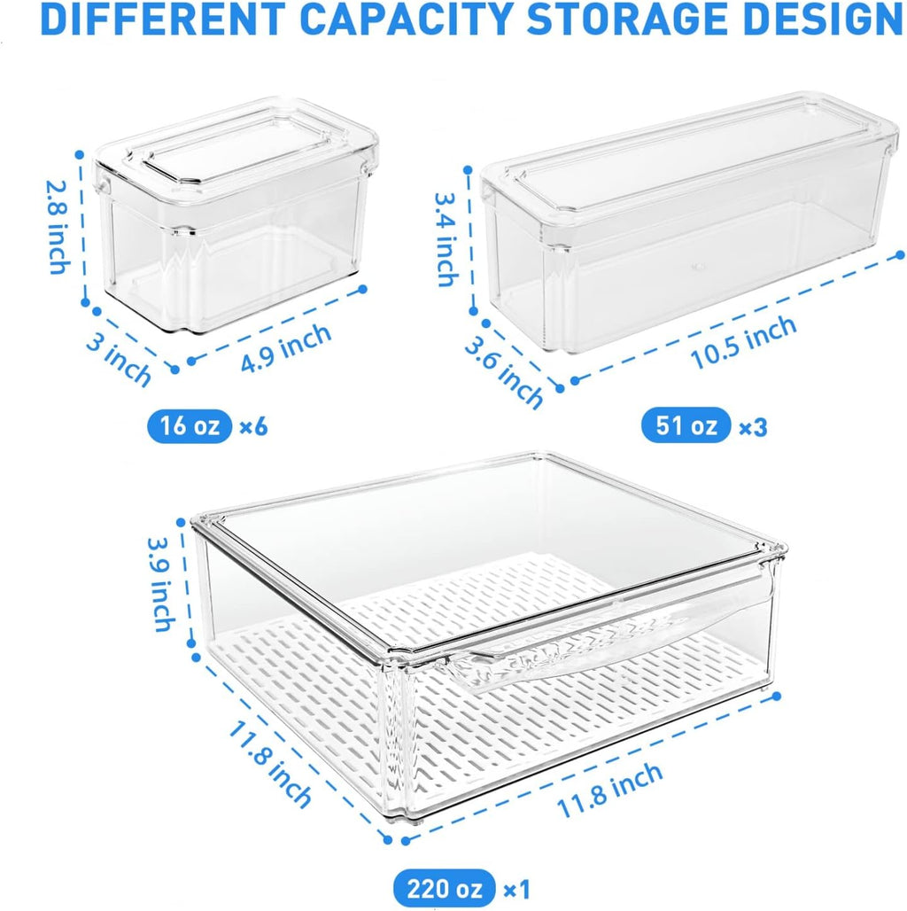Stackable Food Containers for Fridge, Set of 10 - FridgeMaster | Ka-mostore