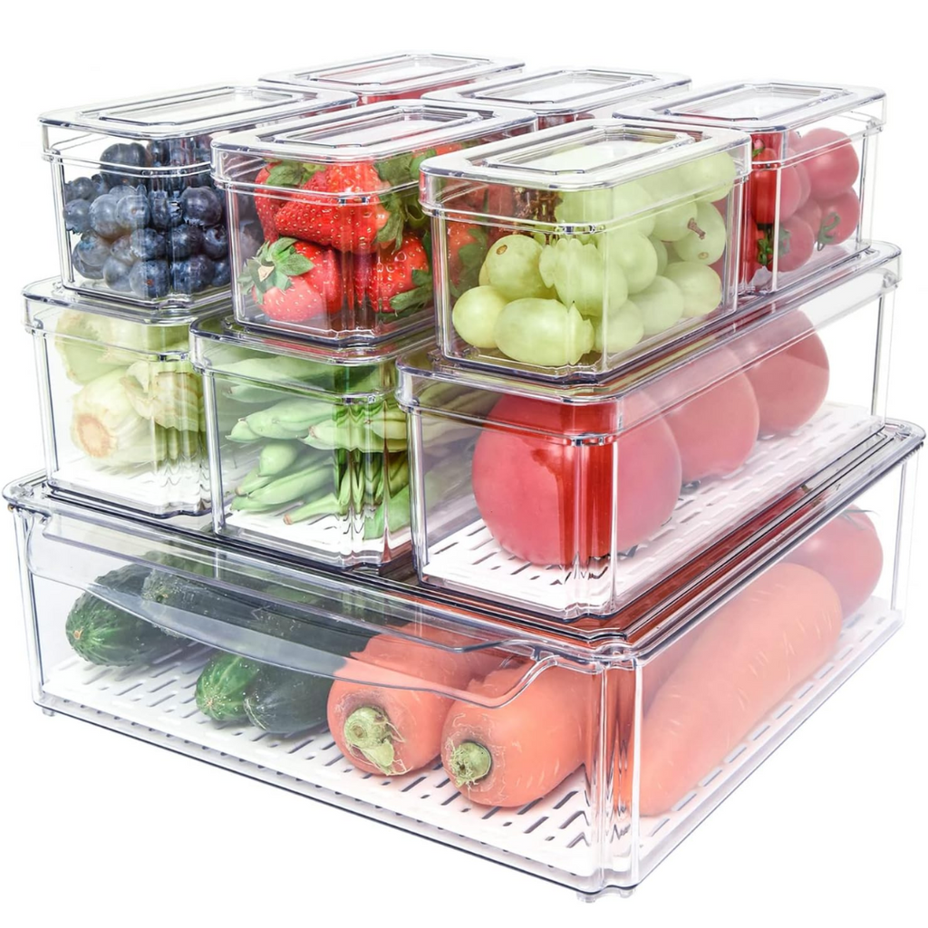Stackable Food Containers for Fridge, Set of 10 - FridgeMaster | Ka-mostore