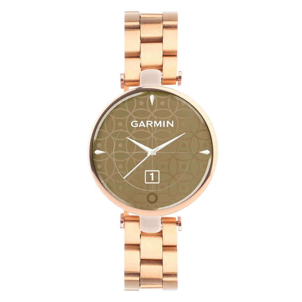 Stalowy pasek do zegarka Garmin Lily w kolorze różowego złota — zapięcie motylkowe