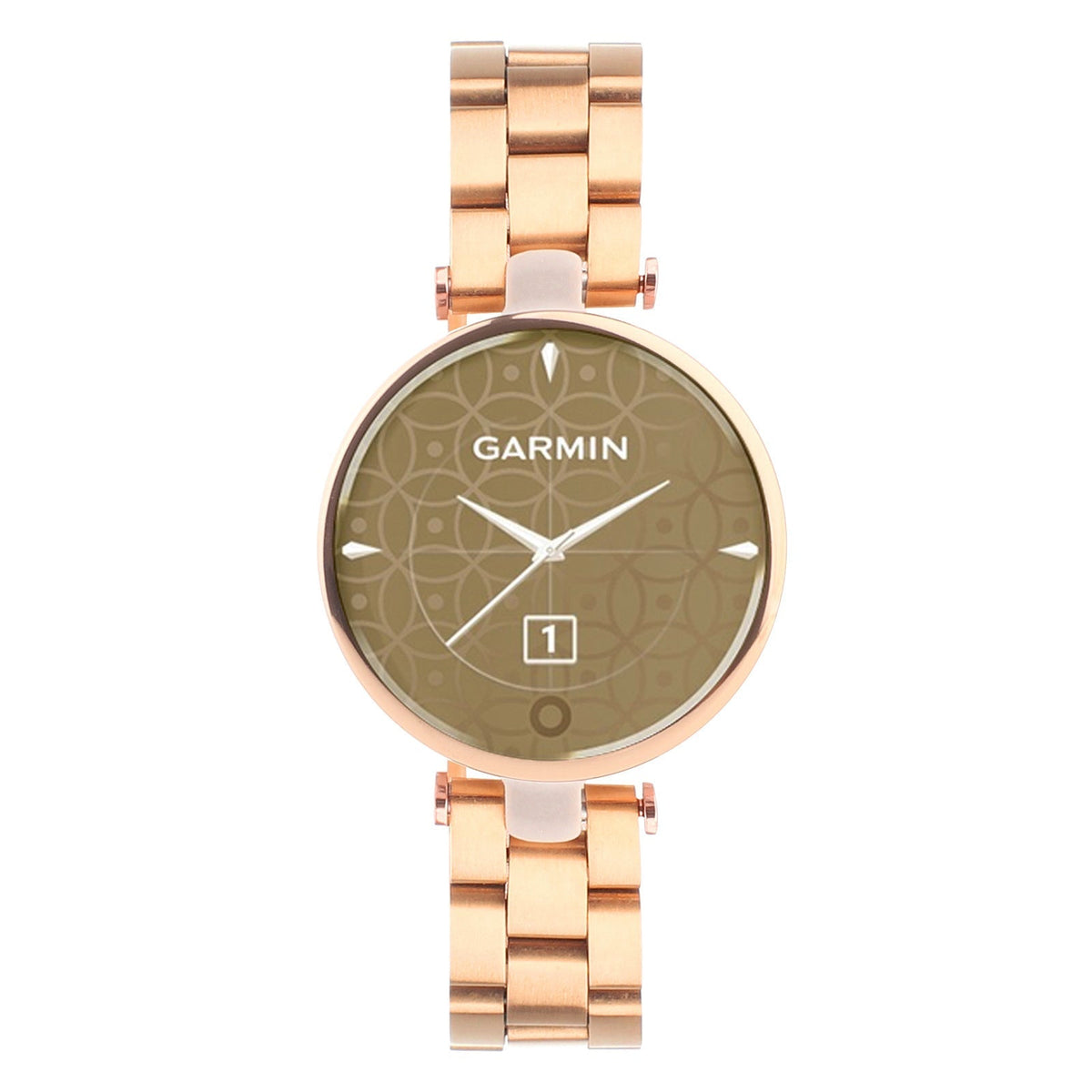 Stalowy pasek do zegarka Garmin Lily w kolorze różowego złota — zapięcie motylkowe